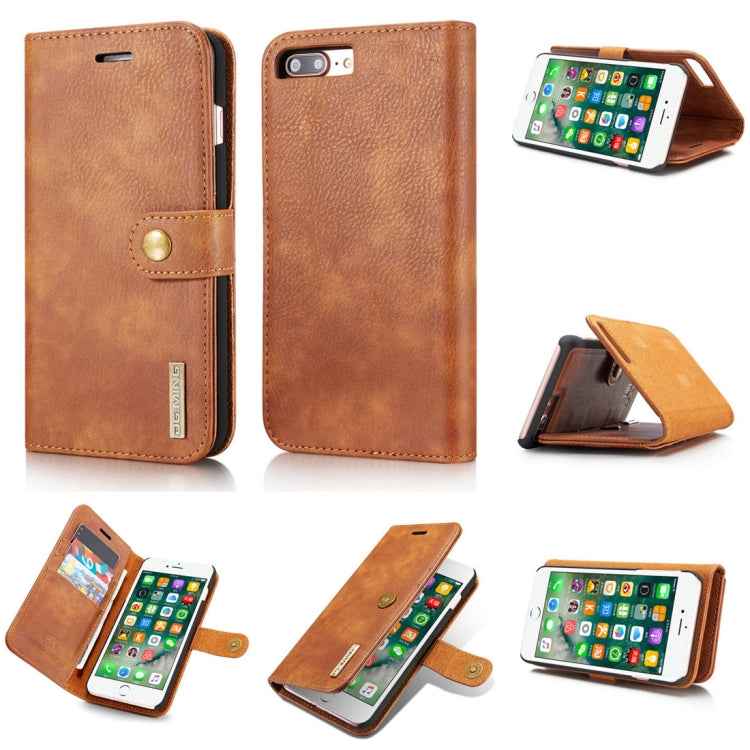 DG.MING for iPhone 8 Plus & iPhone 7 Plus Crazy Horse Texture Horizontal Flip Detachable Magnetic Protective Case with Holder & Card Slots & Wallet