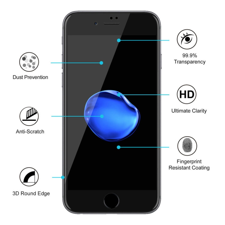 ENKAY Hat-Prince 0.26mm 9H Surface Hardness 6D Curved Edge Full Screen Tempered Glass Film for iPhone 7 Plus & 8 Plus