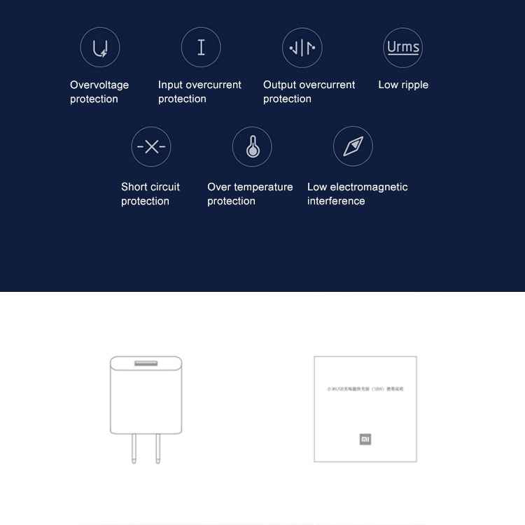Original Xiaomi 18W Wall Charger Adapter Single Port USB Quick Charger, US Plug