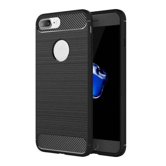 For iPhone 8 Plus Brushed Texture Fiber TPU Rugged Armor Protective Case