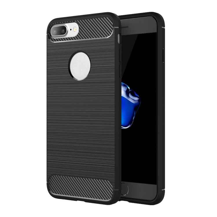 For iPhone 8 Plus Brushed Texture Fiber TPU Rugged Armor Protective Case