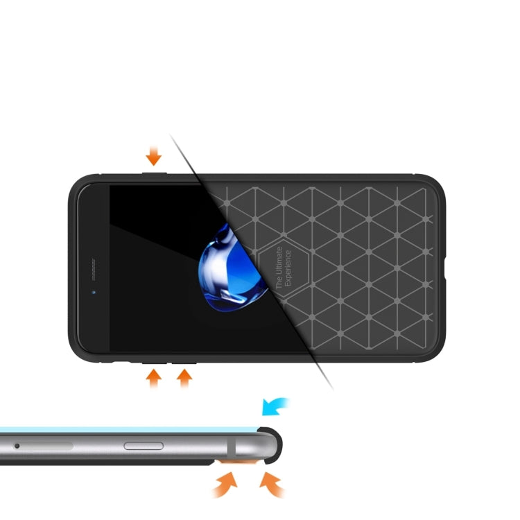 For iPhone 8 Plus Brushed Texture Fiber TPU Rugged Armor Protective Case