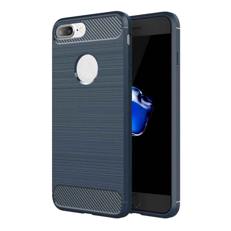 For iPhone 8 Plus Brushed Texture Fiber TPU Rugged Armor Protective Case