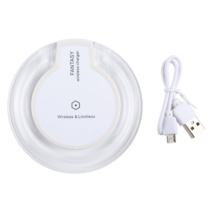 FANTASY 5V 1A Output Qi Standard Ultra-thin Wireless Charger with Charging Indicator, Support QI Standard Phones, FANTASY White, FANTASY 5V 1A