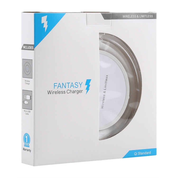 FANTASY 5V 1A Output Qi Standard Ultra-thin Wireless Charger with Charging Indicator, Support QI Standard Phones, FANTASY White, FANTASY 5V 1A