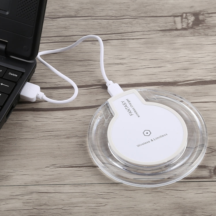 FANTASY 5V 1A Output Qi Standard Ultra-thin Wireless Charger with Charging Indicator, Support QI Standard Phones, FANTASY White, FANTASY 5V 1A