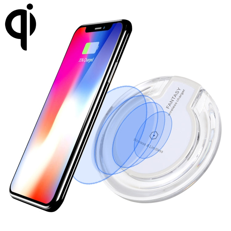 FANTASY 5V 1A Output Qi Standard Ultra-thin Wireless Charger with Charging Indicator, Support QI Standard Phones, FANTASY White, FANTASY 5V 1A