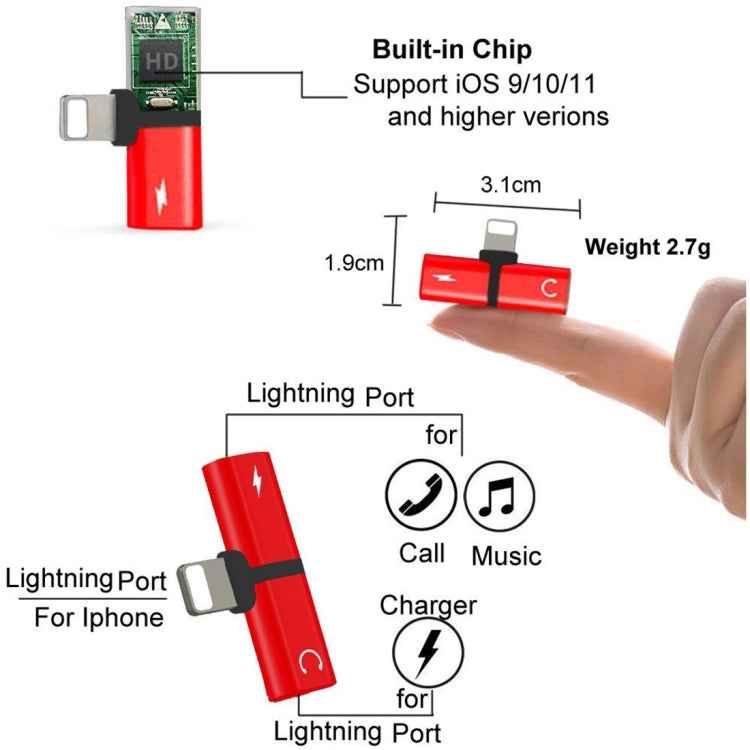 2 in 1 8 Pin 5V 1A Listen Call Audio Converter Earphone Adapter