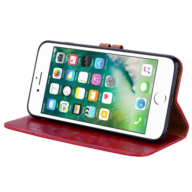 For iPhone 8 Plus & 7 Plus Business Style Oil Wax Texture Horizontal Flip Leather Case with Holder & Card Slots & Wallet