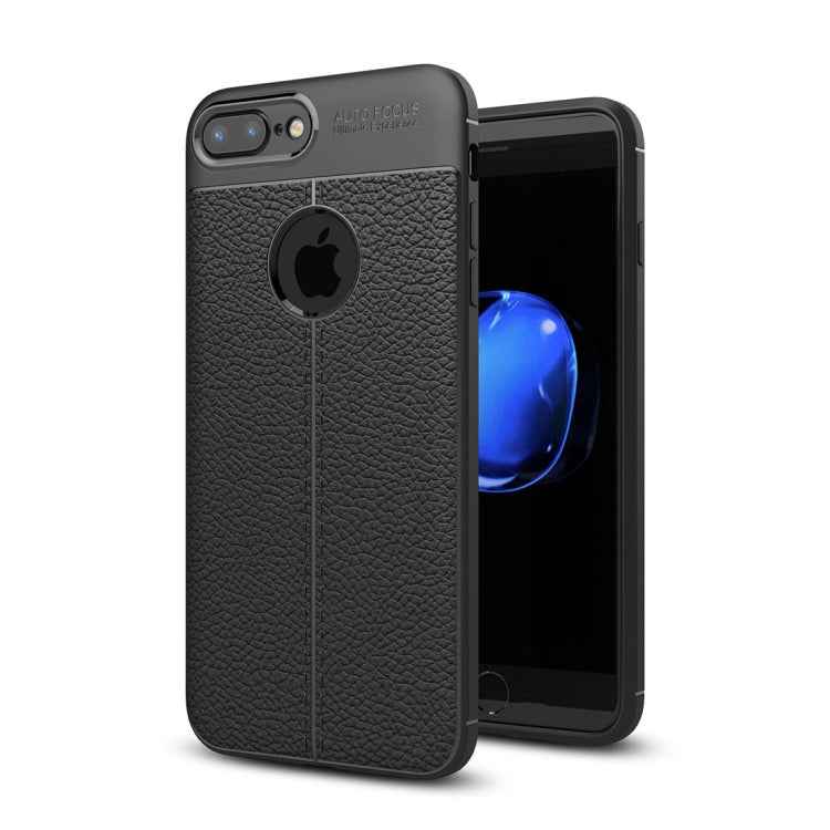 For iPhone 8 Plus & 7 Plus Litchi Texture TPU Protective Back Cover Case