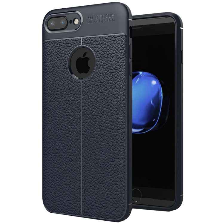 For iPhone 8 Plus & 7 Plus Litchi Texture TPU Protective Back Cover Case