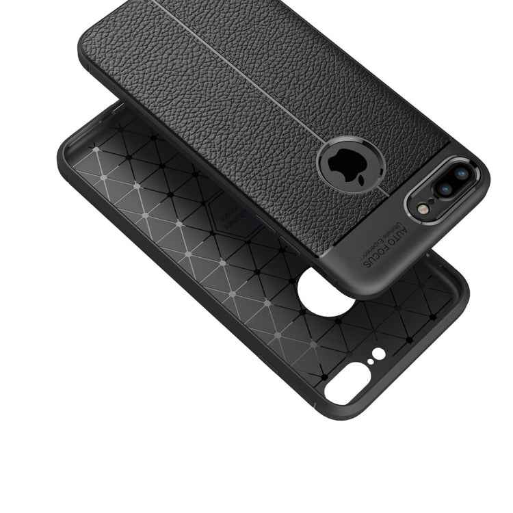 For iPhone 8 Plus & 7 Plus Litchi Texture TPU Protective Back Cover Case