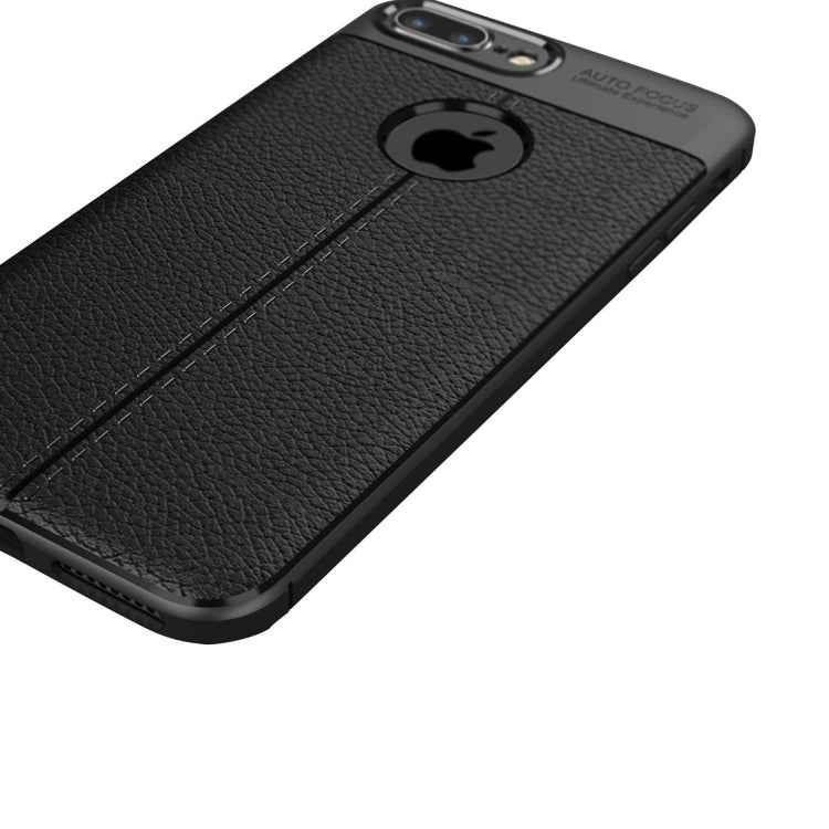 For iPhone 8 Plus & 7 Plus Litchi Texture TPU Protective Back Cover Case