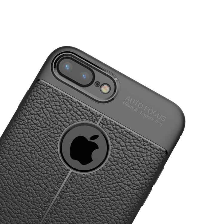 For iPhone 8 Plus & 7 Plus Litchi Texture TPU Protective Back Cover Case