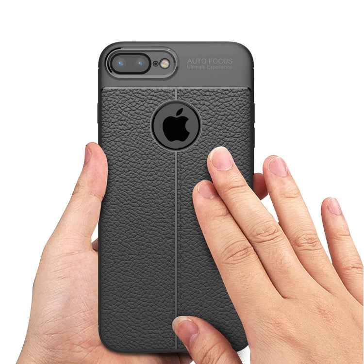 For iPhone 8 Plus & 7 Plus Litchi Texture TPU Protective Back Cover Case