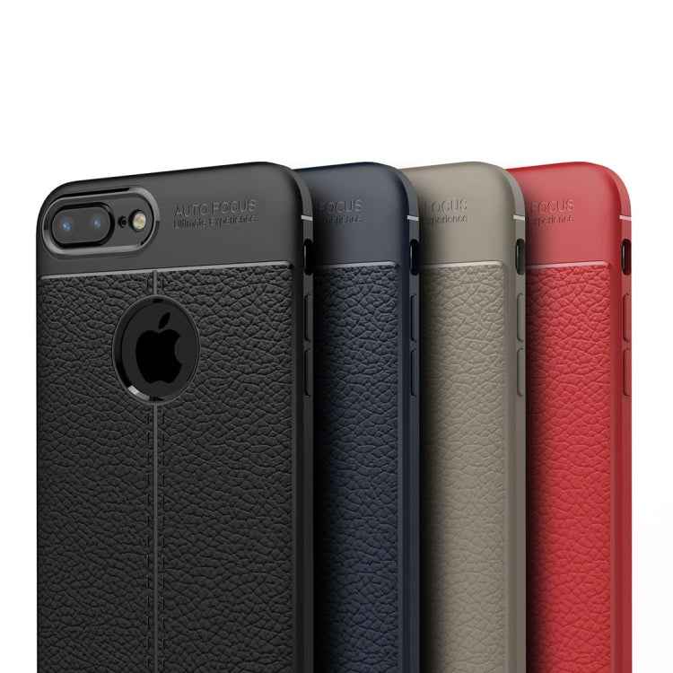 For iPhone 8 Plus & 7 Plus Litchi Texture TPU Protective Back Cover Case