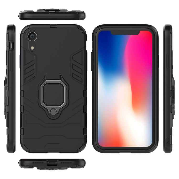 For iPhone XR PC + TPU Shockproof Protective Case with Magnetic Ring Holder