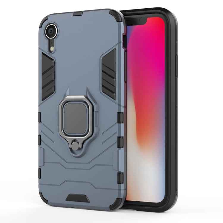 For iPhone XR PC + TPU Shockproof Protective Case with Magnetic Ring Holder