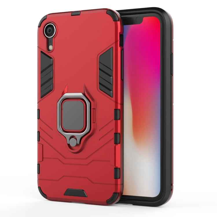 For iPhone XR PC + TPU Shockproof Protective Case with Magnetic Ring Holder