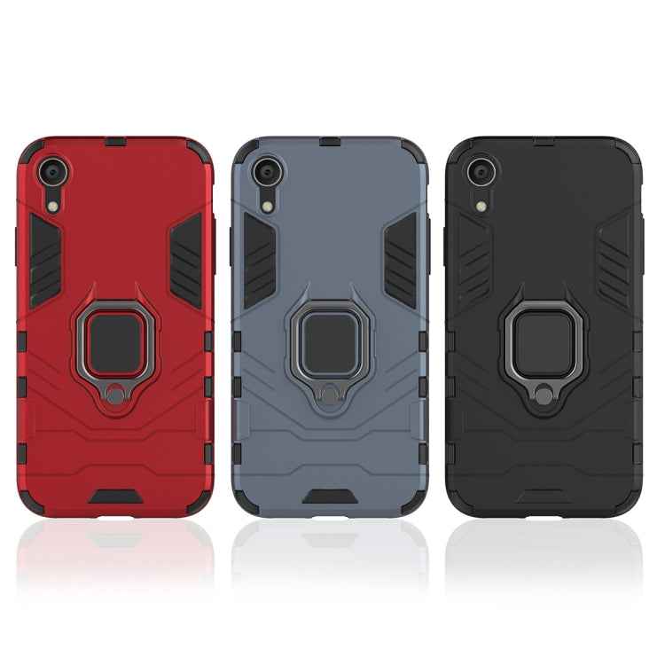For iPhone XR PC + TPU Shockproof Protective Case with Magnetic Ring Holder