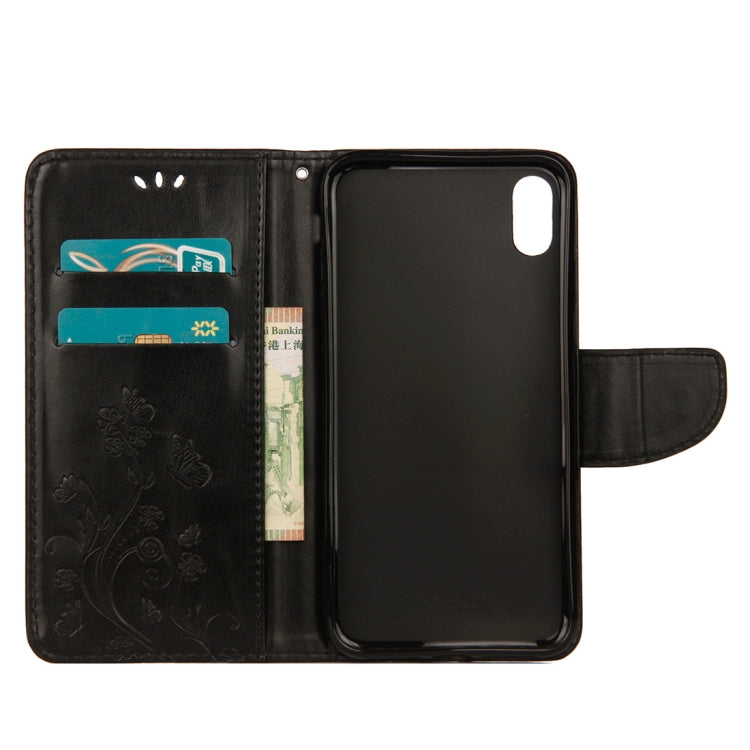 For iPhone XR Embossed Butterfly Pattern Horizontal Flip Leather Case with Card Slot & Holder & Wallet & Lanyard