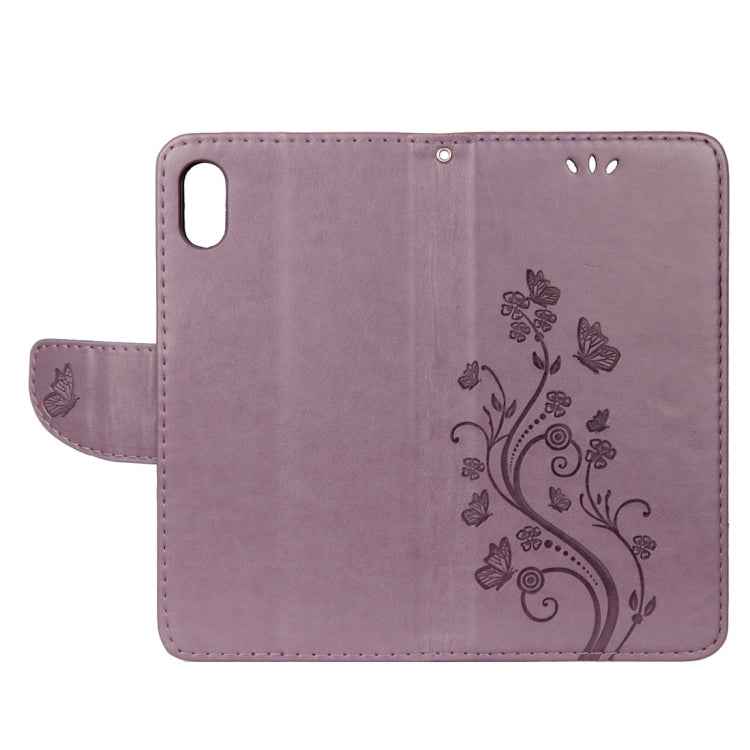 For iPhone XR Embossed Butterfly Pattern Horizontal Flip Leather Case with Card Slot & Holder & Wallet & Lanyard