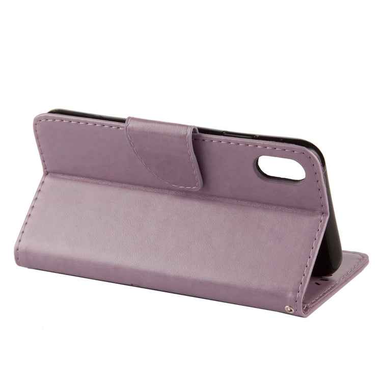For iPhone XR Embossed Butterfly Pattern Horizontal Flip Leather Case with Card Slot & Holder & Wallet & Lanyard