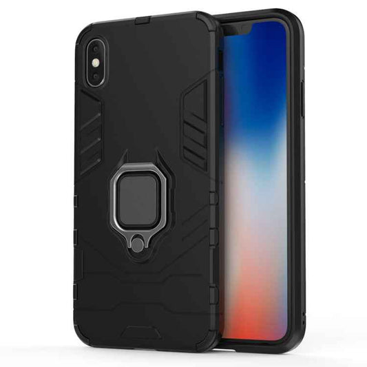 For iPhone XS Max PC + TPU Shockproof Protective Case with Magnetic Ring Holder
