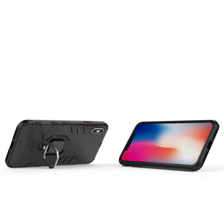 For iPhone XS Max PC + TPU Shockproof Protective Case with Magnetic Ring Holder
