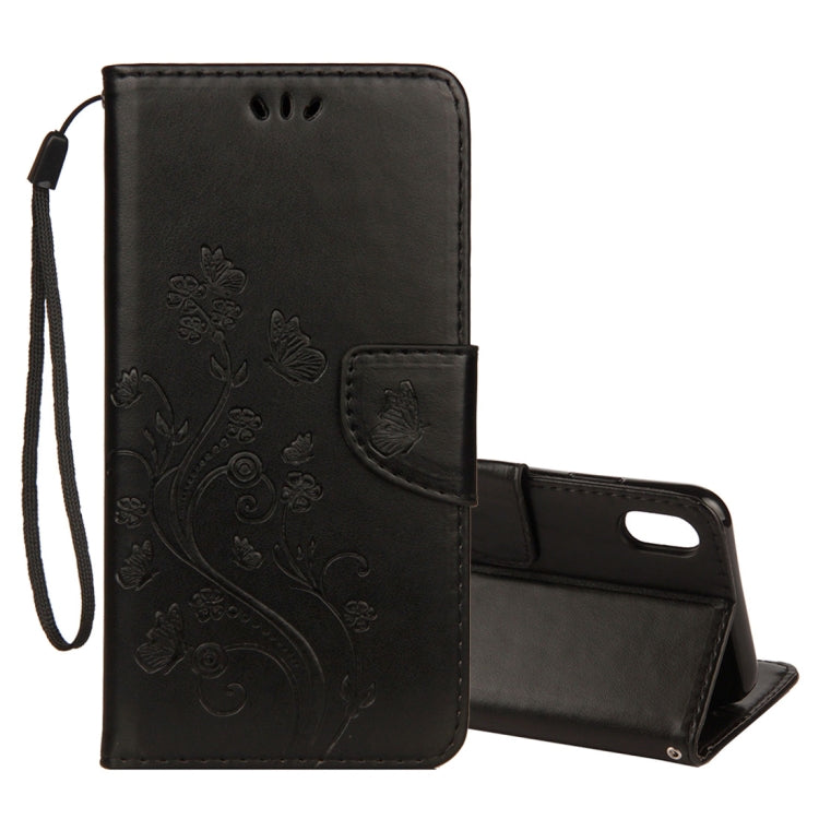 For iPhone XS Max Embossed Butterfly Pattern Horizontal Flip Leather Case with Card Slot & Holder & Wallet & Lanyard, For XS Max