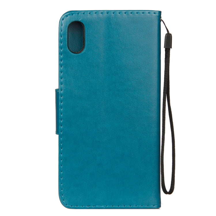 For iPhone XS Max Embossed Butterfly Pattern Horizontal Flip Leather Case with Card Slot & Holder & Wallet & Lanyard
