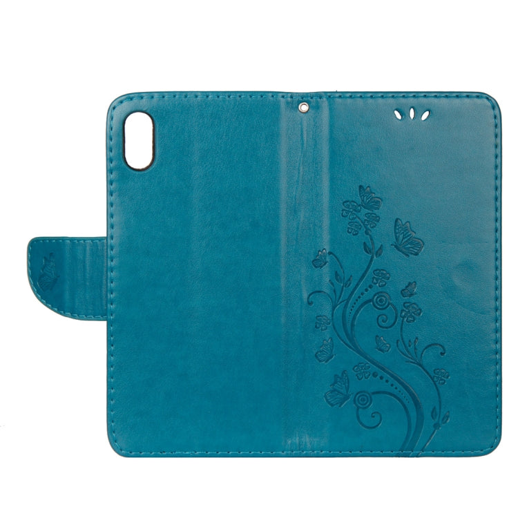 For iPhone XS Max Embossed Butterfly Pattern Horizontal Flip Leather Case with Card Slot & Holder & Wallet & Lanyard