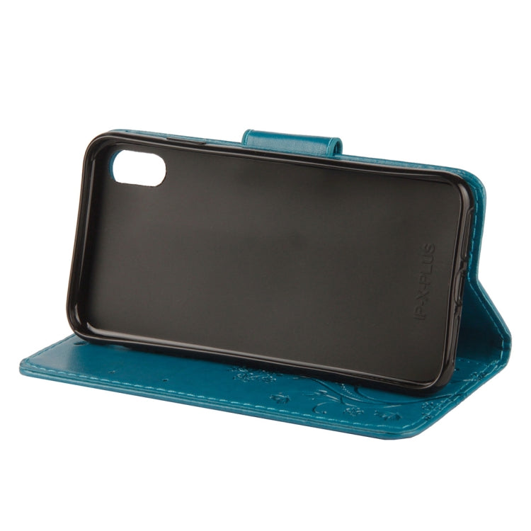 For iPhone XS Max Embossed Butterfly Pattern Horizontal Flip Leather Case with Card Slot & Holder & Wallet & Lanyard