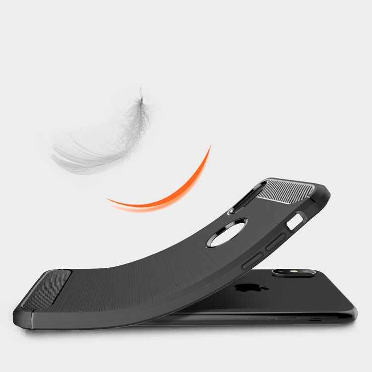 For iPhone XS Max Brushed Texture Carbon Fiber Shockproof TPU Protective Back Case