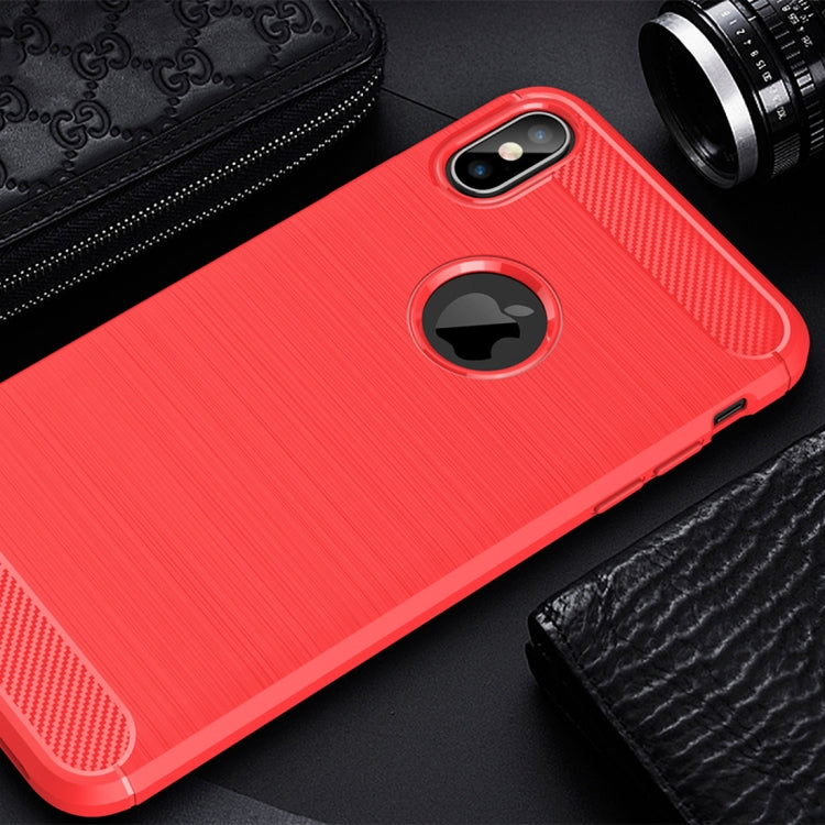For iPhone XS Max Brushed Texture Carbon Fiber Shockproof TPU Protective Back Case