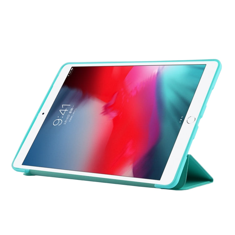 PU Plastic Bottom Case Foldable Deformation Left and Right Flip Leather Case with Three Fold Bracket & Smart Sleep for iPad Air3 2019