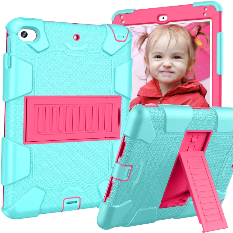Shockproof Two-color Silicone Protection Shell for iPad Mini 2019 & 4, with Holder (Rose Red+Blue), IPRO0183A, IPRO0183B, IPRO0183C, IPRO0183D, IPRO0183E, IPRO0183F, IPRO0183G, IPRO0183H, IPRO0183I, IPRO0183J, IPRO0183K