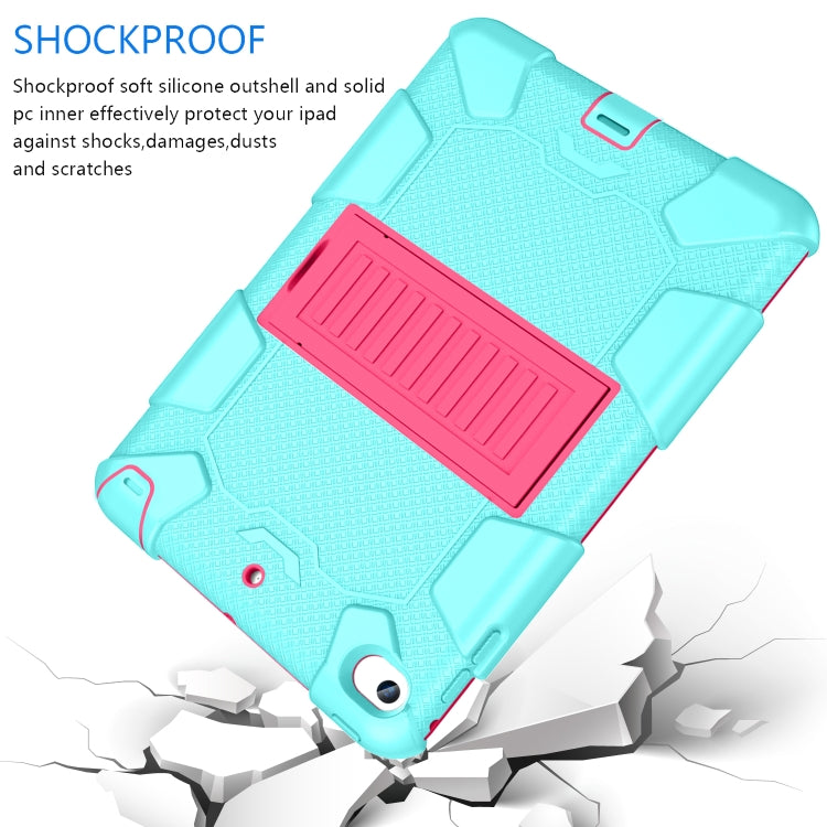 Shockproof Two-color Silicone Protection Shell for iPad Mini 2019 & 4, with Holder (Rose Red+Blue), IPRO0183A, IPRO0183B, IPRO0183C, IPRO0183D, IPRO0183E, IPRO0183F, IPRO0183G, IPRO0183H, IPRO0183I, IPRO0183J, IPRO0183K