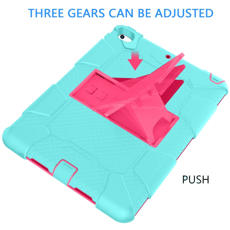 Shockproof Two-color Silicone Protection Shell for iPad Mini 2019 & 4, with Holder (Rose Red+Blue), IPRO0183A, IPRO0183B, IPRO0183C, IPRO0183D, IPRO0183E, IPRO0183F, IPRO0183G, IPRO0183H, IPRO0183I, IPRO0183J, IPRO0183K
