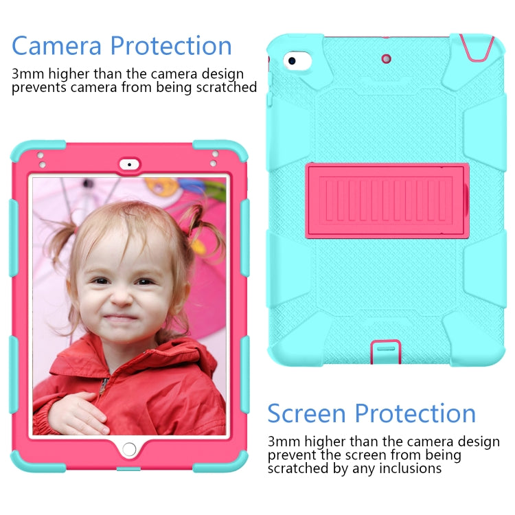Shockproof Two-color Silicone Protection Shell for iPad Mini 2019 & 4, with Holder (Rose Red+Blue), IPRO0183A, IPRO0183B, IPRO0183C, IPRO0183D, IPRO0183E, IPRO0183F, IPRO0183G, IPRO0183H, IPRO0183I, IPRO0183J, IPRO0183K