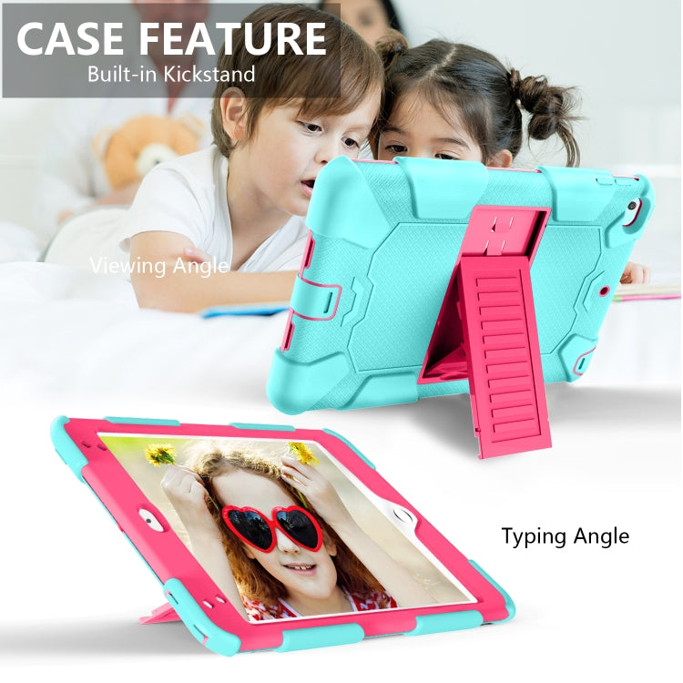 Shockproof Two-color Silicone Protection Shell for iPad Mini 2019 & 4, with Holder (Rose Red+Blue), IPRO0183A, IPRO0183B, IPRO0183C, IPRO0183D, IPRO0183E, IPRO0183F, IPRO0183G, IPRO0183H, IPRO0183I, IPRO0183J, IPRO0183K