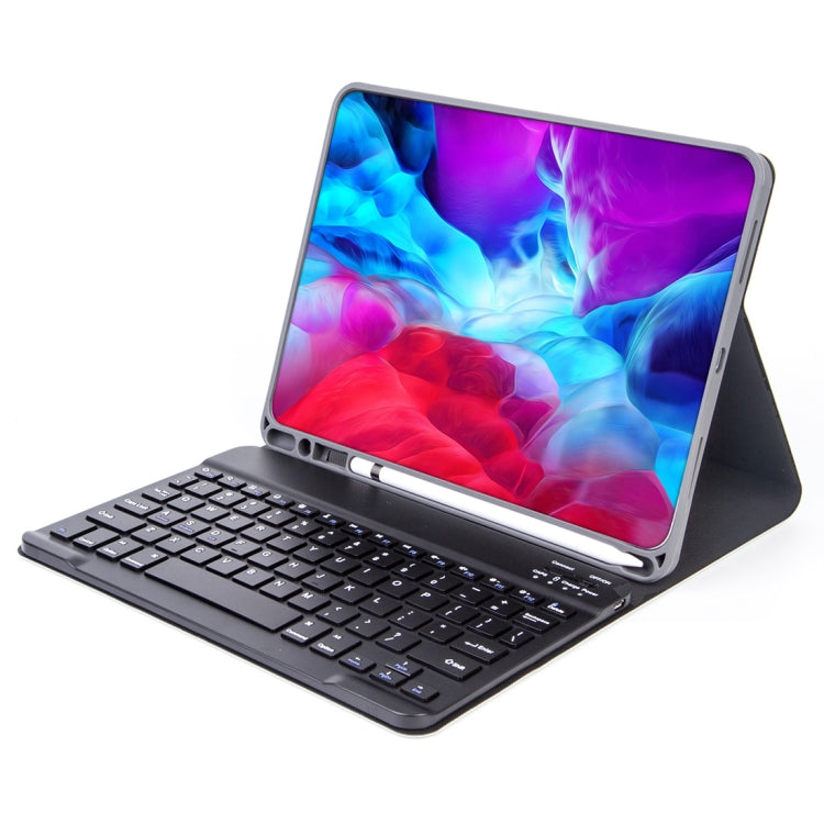 X-11B Skin Plain Texture Detachable Bluetooth Keyboard Tablet Case for iPad Pro 11 inch 2020 / 2018, with Pen Slot, Black Keyboard