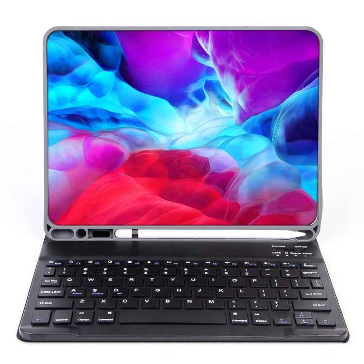 X-11BS Skin Plain Texture Detachable Bluetooth Keyboard Tablet Case for iPad Pro 11 inch 2020 / 2018, with Pen Slot & Backlight, Black Keyboard