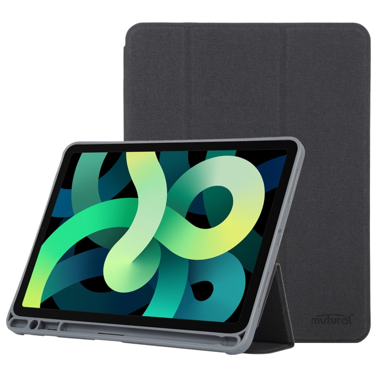 Mutural YASHI Series TPU + PU Cloth Pattern Texture Horizontal Flip Leather Case with Three-folding Holder & Pen Slot & Wake-up / Sleep Function For iPad Air 2022 / 2020 10.9