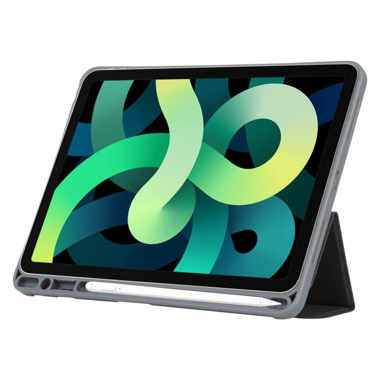 Mutural YASHI Series TPU + PU Cloth Pattern Texture Horizontal Flip Leather Case with Three-folding Holder & Pen Slot & Wake-up / Sleep Function For iPad Air 2022 / 2020 10.9