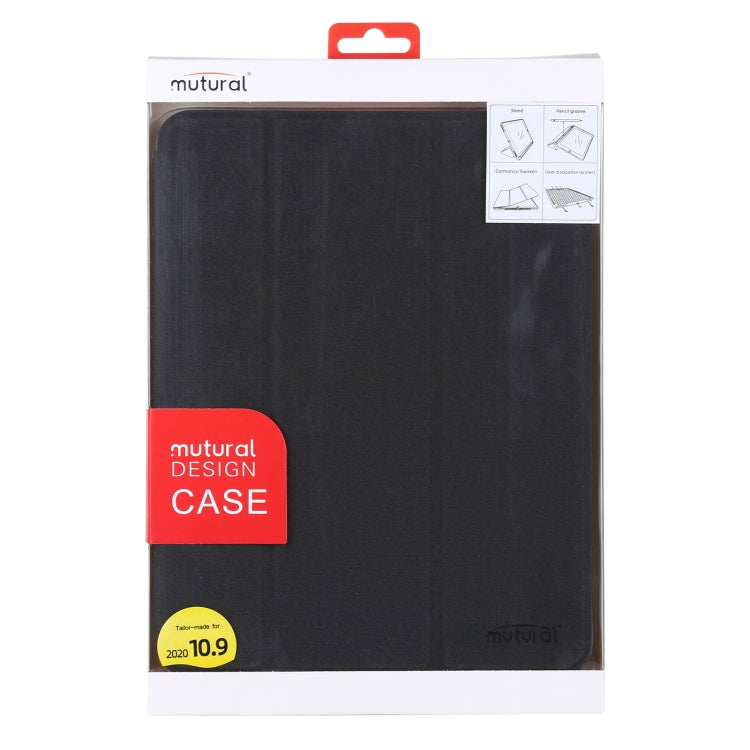 Mutural YASHI Series TPU + PU Cloth Pattern Texture Horizontal Flip Leather Case with Three-folding Holder & Pen Slot & Wake-up / Sleep Function For iPad Air 2022 / 2020 10.9