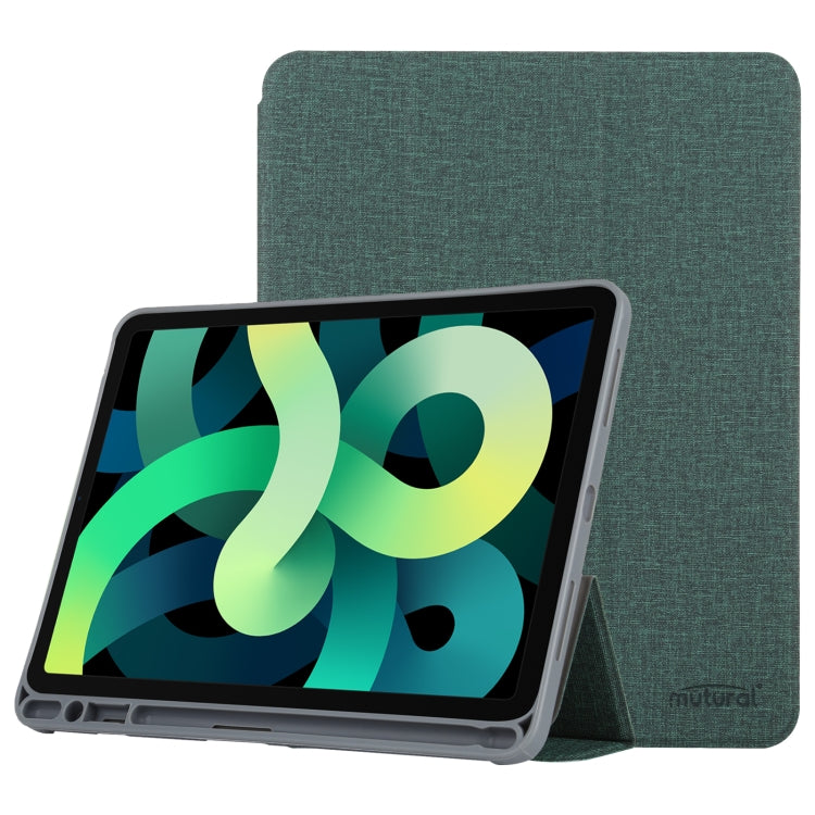 Mutural YASHI Series TPU + PU Cloth Pattern Texture Horizontal Flip Leather Case with Three-folding Holder & Pen Slot & Wake-up / Sleep Function For iPad Air 2022 / 2020 10.9