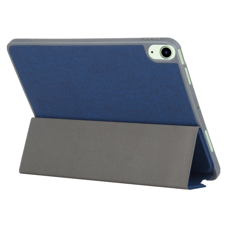 Mutural YASHI Series TPU + PU Cloth Pattern Texture Horizontal Flip Leather Case with Three-folding Holder & Pen Slot & Wake-up / Sleep Function For iPad Air 2022 / 2020 10.9