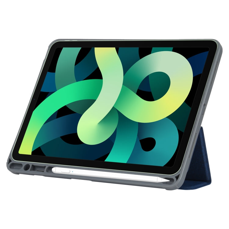 Mutural YASHI Series TPU + PU Cloth Pattern Texture Horizontal Flip Leather Case with Three-folding Holder & Pen Slot & Wake-up / Sleep Function For iPad Air 2022 / 2020 10.9