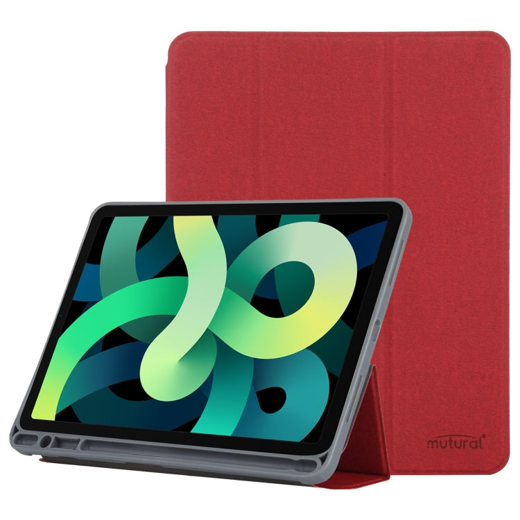 Mutural YASHI Series TPU + PU Cloth Pattern Texture Horizontal Flip Leather Case with Three-folding Holder & Pen Slot & Wake-up / Sleep Function For iPad Air 2022 / 2020 10.9